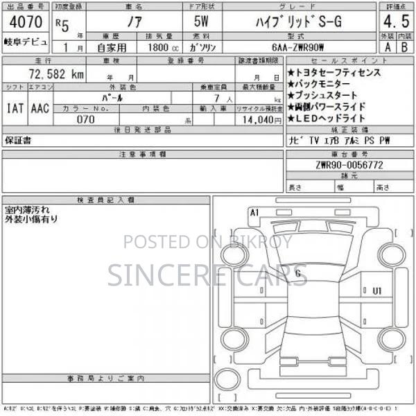 Toyota Noah SG HYB 4.5 GRADE 2022
