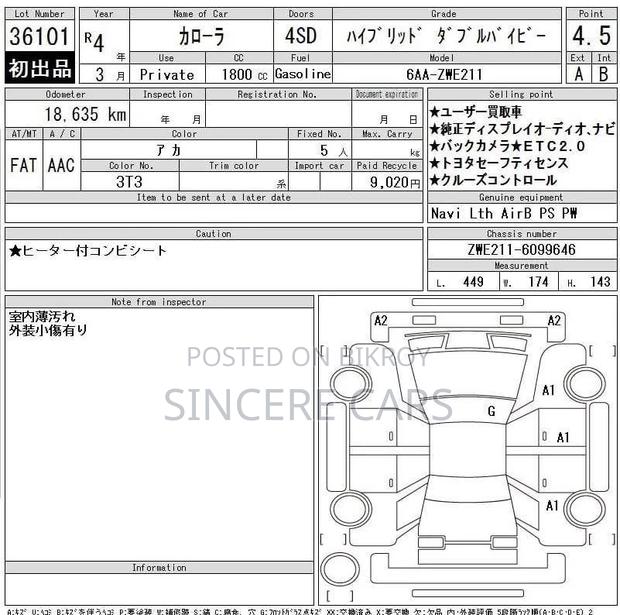 Toyota Corolla Wxb 4.5 Grade 18km 2022