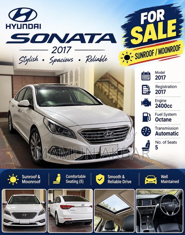 Hyundai Sonata Base Sedan FWD (2.4L 4cyl 6A) 2017 White
